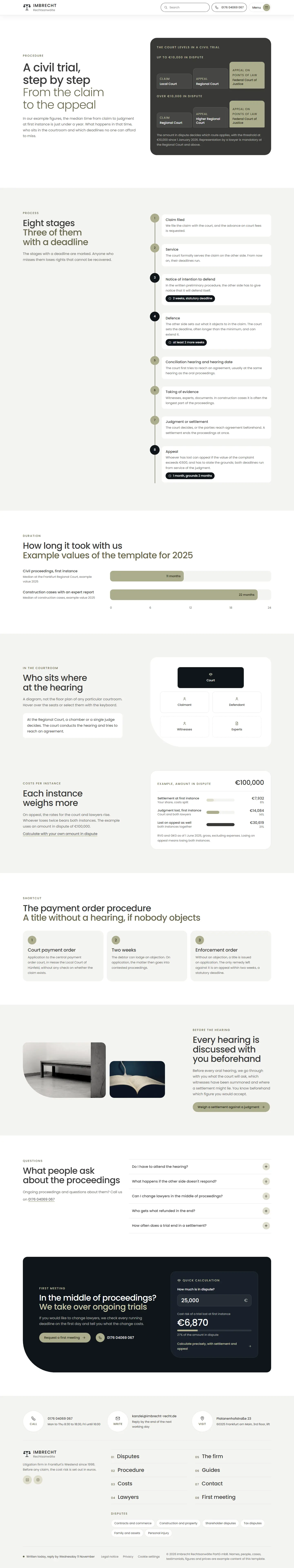 Procedure, subpage of the Imbrecht template