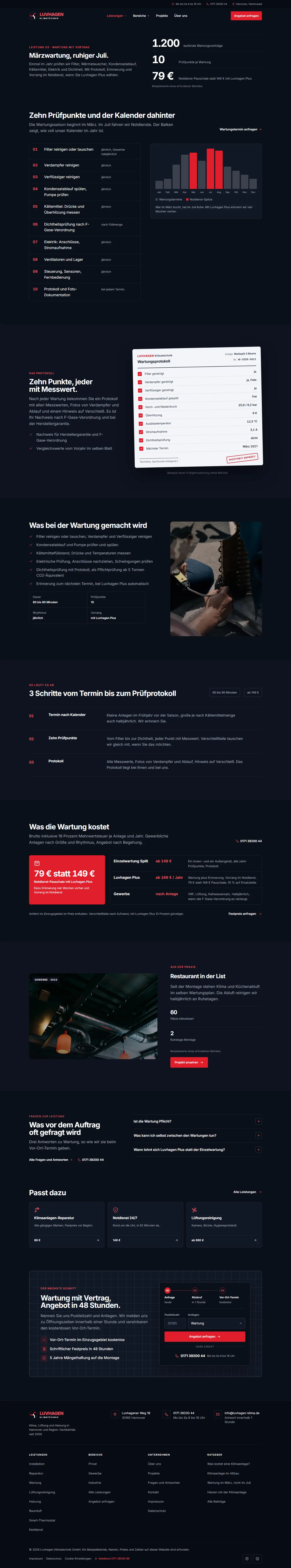 Wartung mit Protokoll des Templates Luvhagen