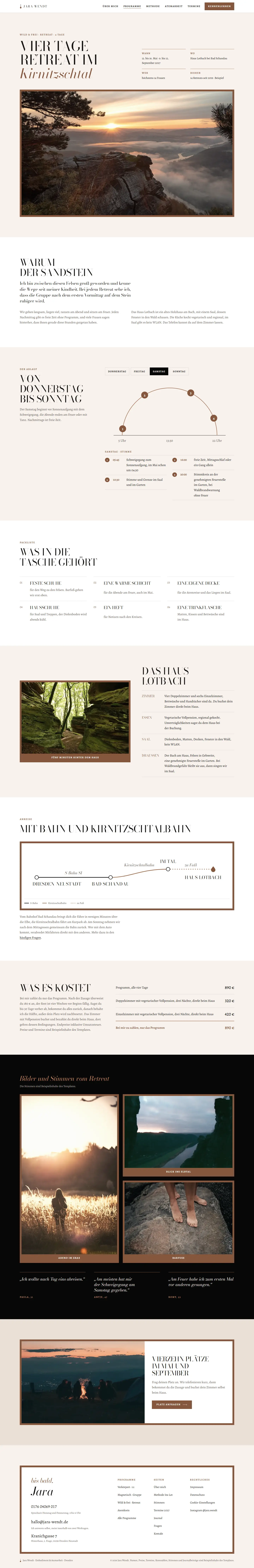 Wild & frei, Unterseite des Templates Jara Wendt
