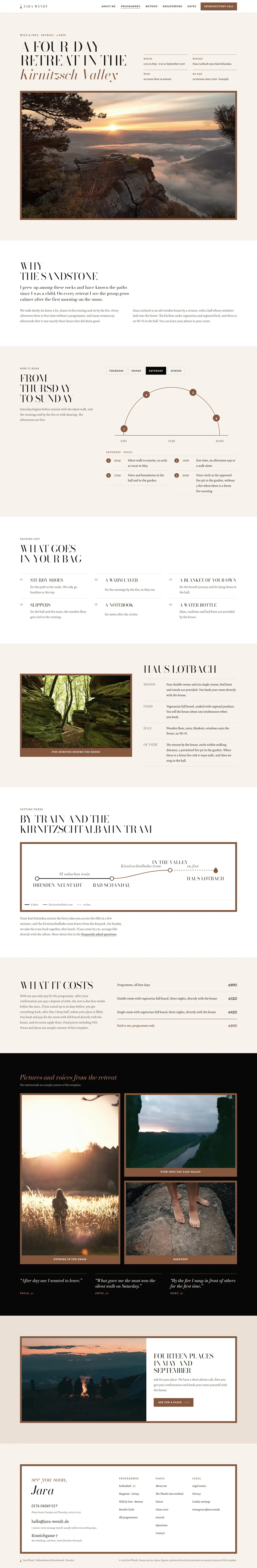 Wild & Free, subpage of the Jara Wendt template