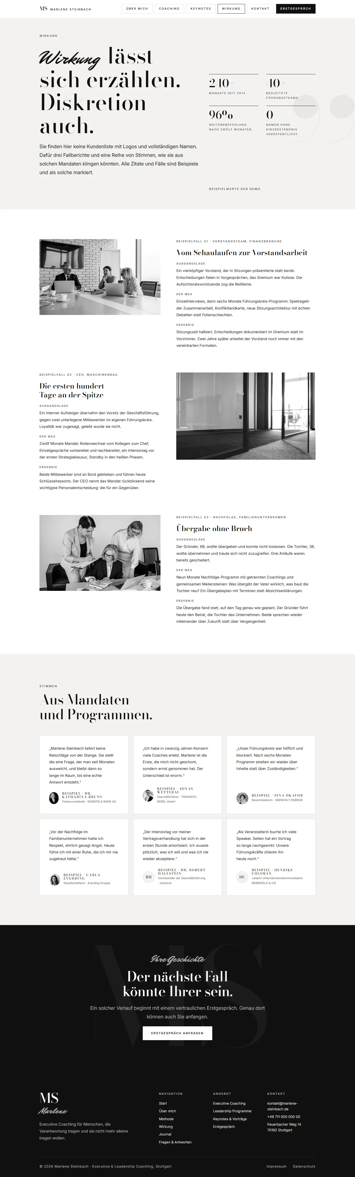 Weitere Unterseite des Templates Steinbach