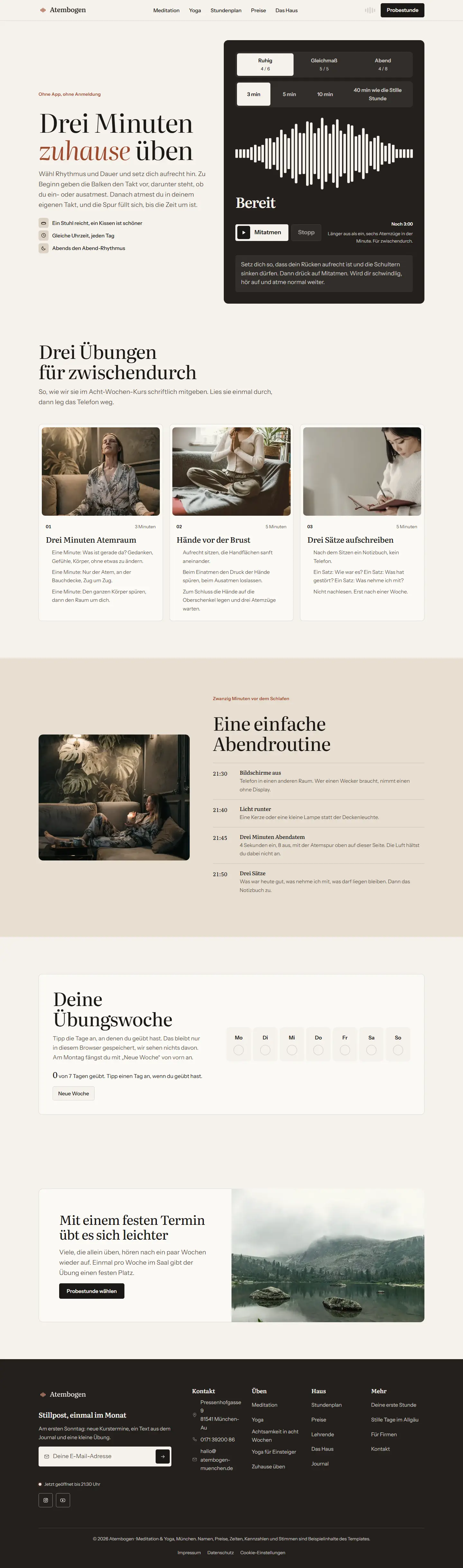 Das Herzstück des Templates Atembogen, komplette Seite